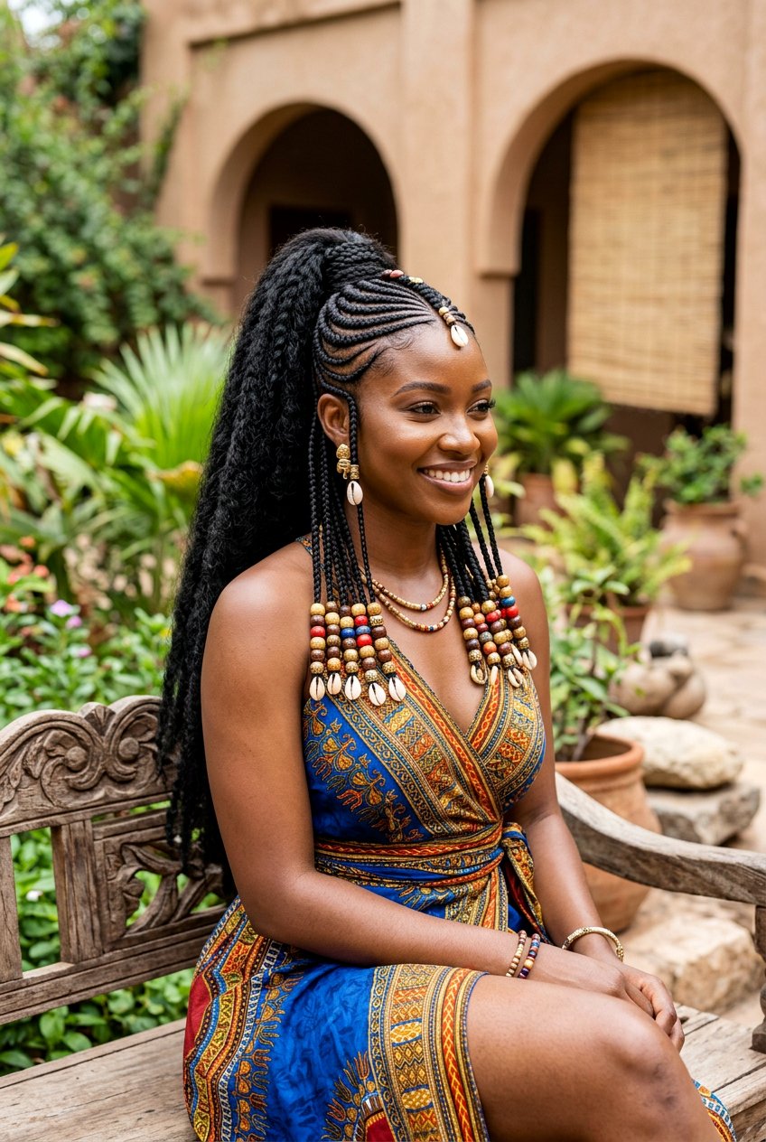 Fulani Cornrow Ponytail With Weave - 20 cornrows into ponytail with weave - 20 cornrows into ponytail with weave