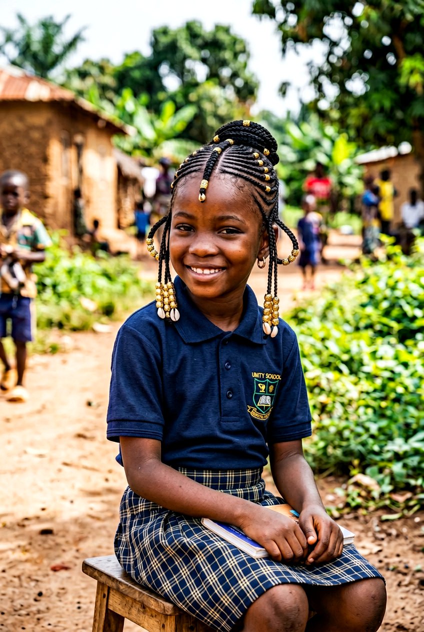 Fulani Cornrows with Center Braid and Temple Loops - 20 school cornrow styles for black girls - 20 school cornrow styles for black girls