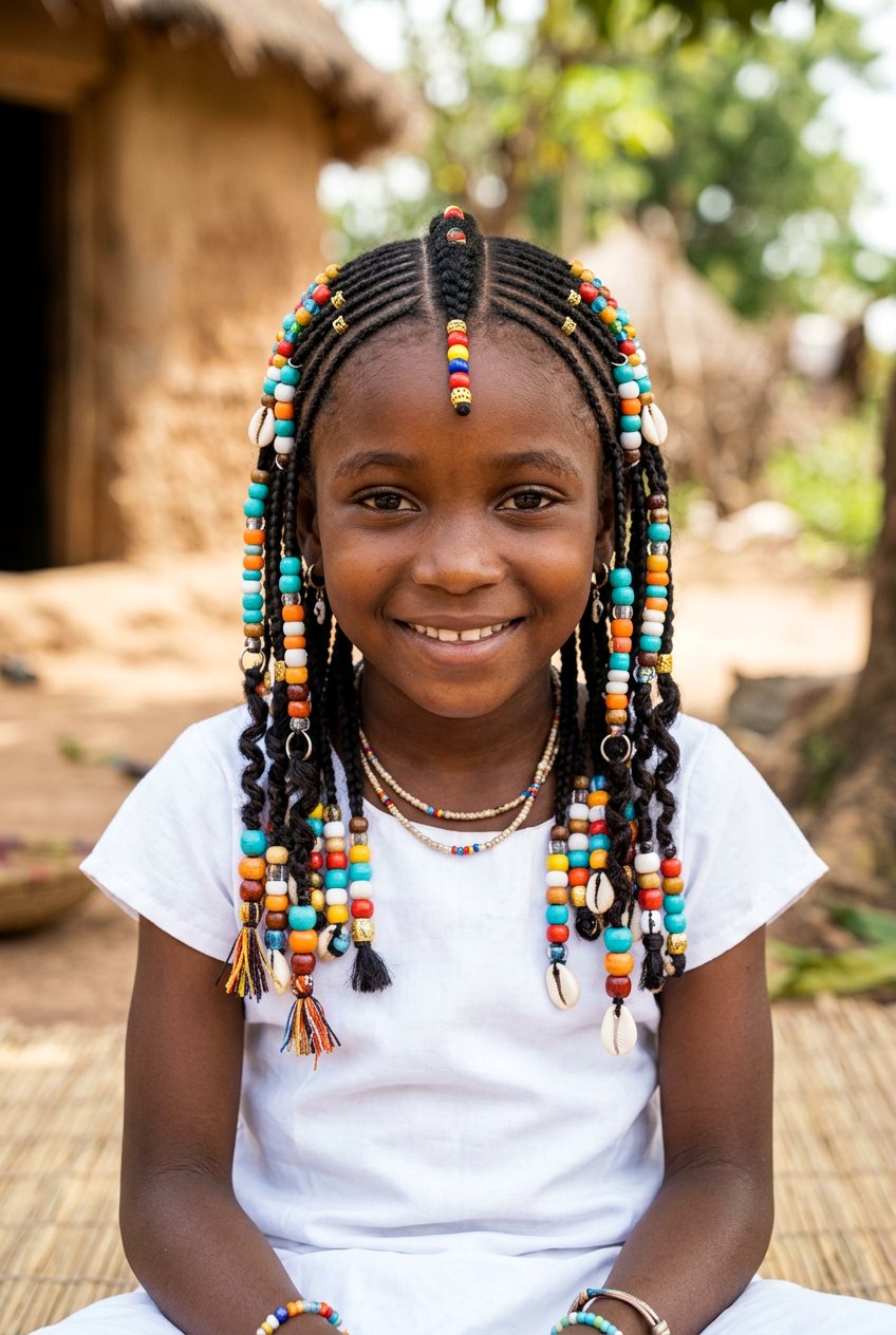 Fulani Inspired Bead Hairstyle For Little Girls - 20 bead hairstyles for little girls - 20 bead hairstyles for little girls