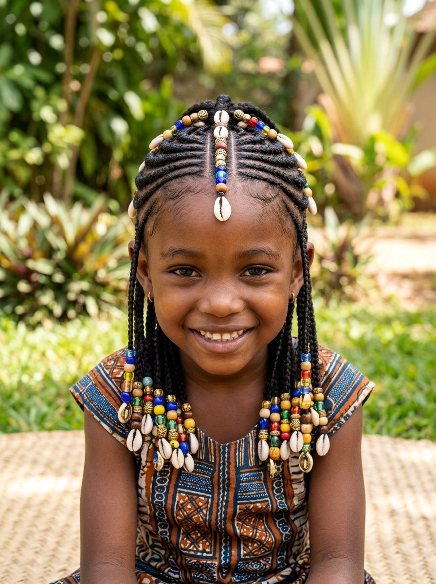 Fulani Inspired Stitch Braids With Beads - 20 kids stitch braids with beads - 20 kids stitch braids with beads