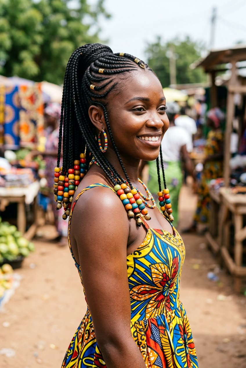 Fulani Ponytail With Beads - 20 fulani ponytail braids - 20 fulani ponytail braids