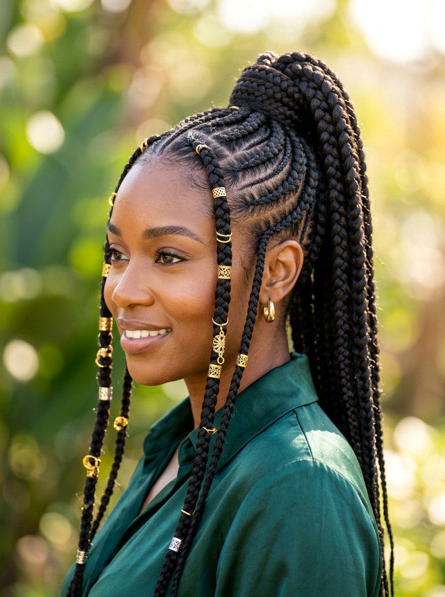 Fulani braid track ponytail - 20 track braid ponytail - 20 track braid ponytail