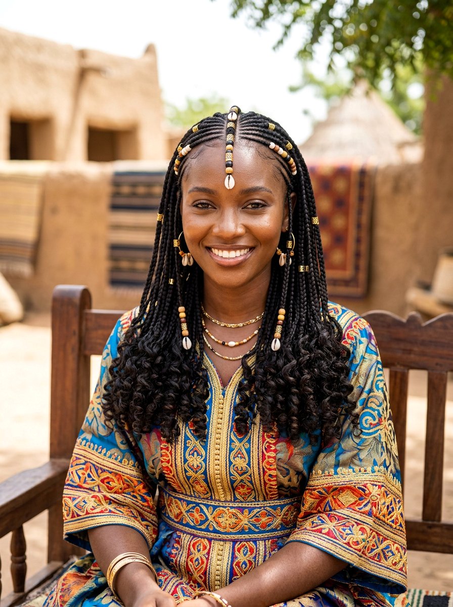 Fulani braids with curly ends - 20 tribal braids with curls - 20 tribal braids with curls