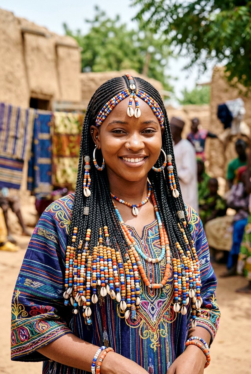 Fulani inspired knotless braids with beads - 20 waist length knotless braids with beads - 20 waist length knotless braids with beads