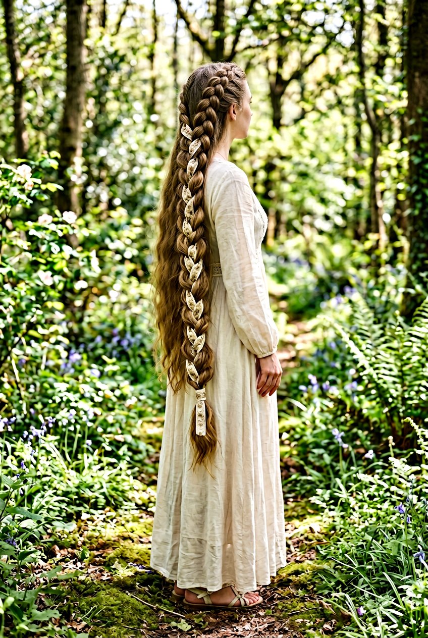 Full Length Enchanted Ribbon Woven Braid - 20 ribbon woven braid hairstyle - 20 ribbon woven braid hairstyle