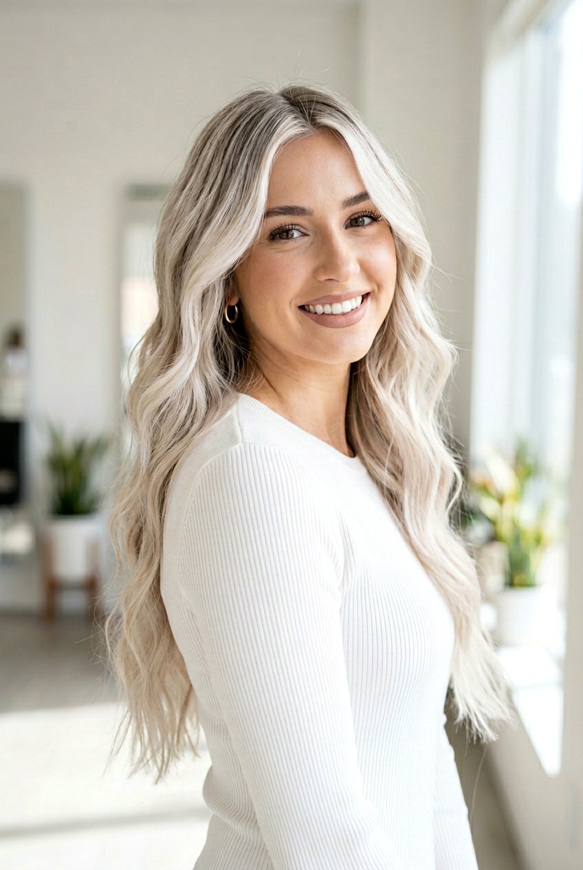 Full Platinum Blonde Balayage All Over - 20 platinum blonde balayage - 20 platinum blonde balayage