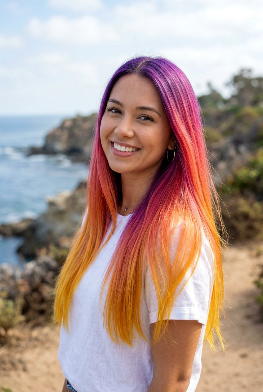Full Sunset Rainbow Hair - 20 sunset hair color ideas - 20 sunset hair color ideas