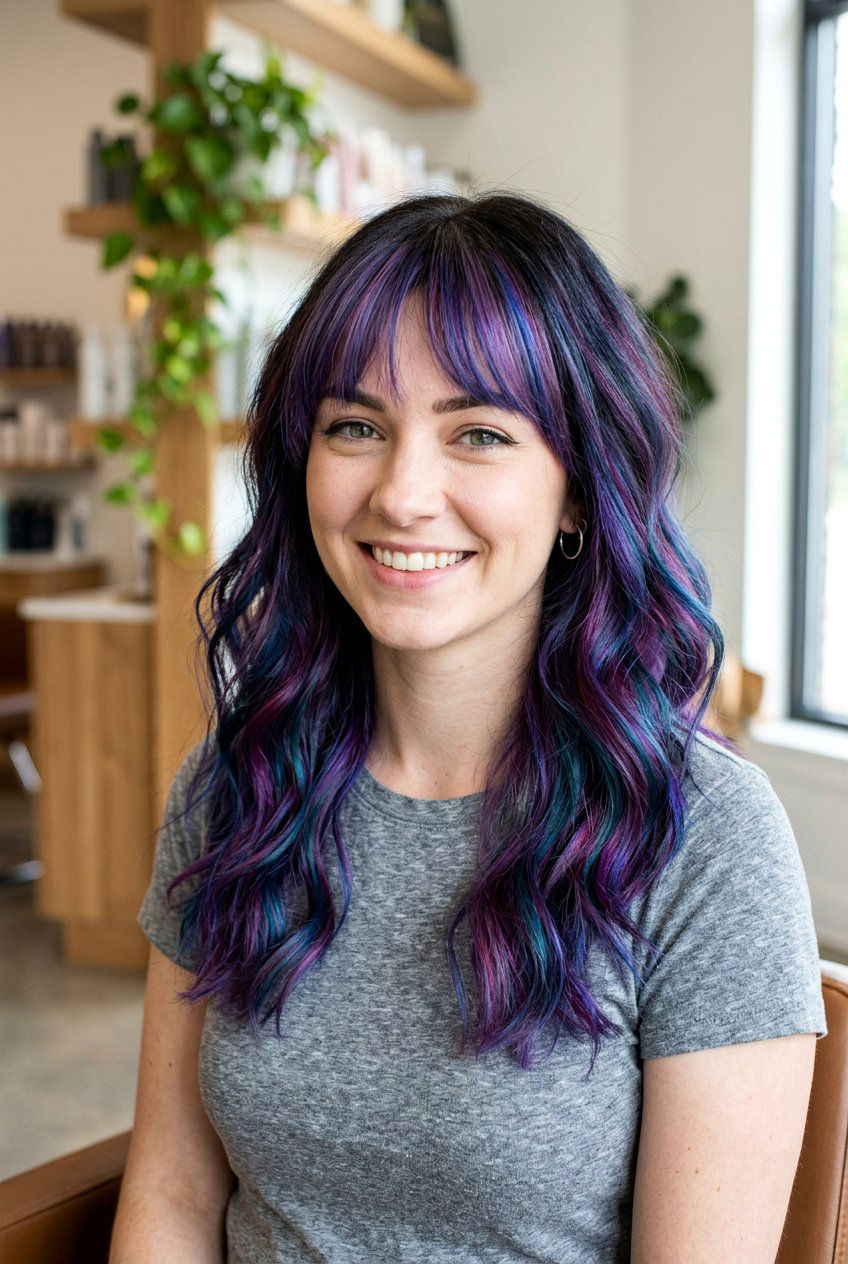 Galaxy Balayage On Dark Hair With Bangs - 20 galaxy balayage on dark hair - 20 galaxy balayage on dark hair