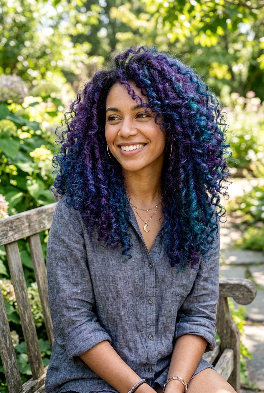 Galaxy Hair Color for Curly Hair - 20 galaxy hair color ideas - 20 galaxy hair color ideas