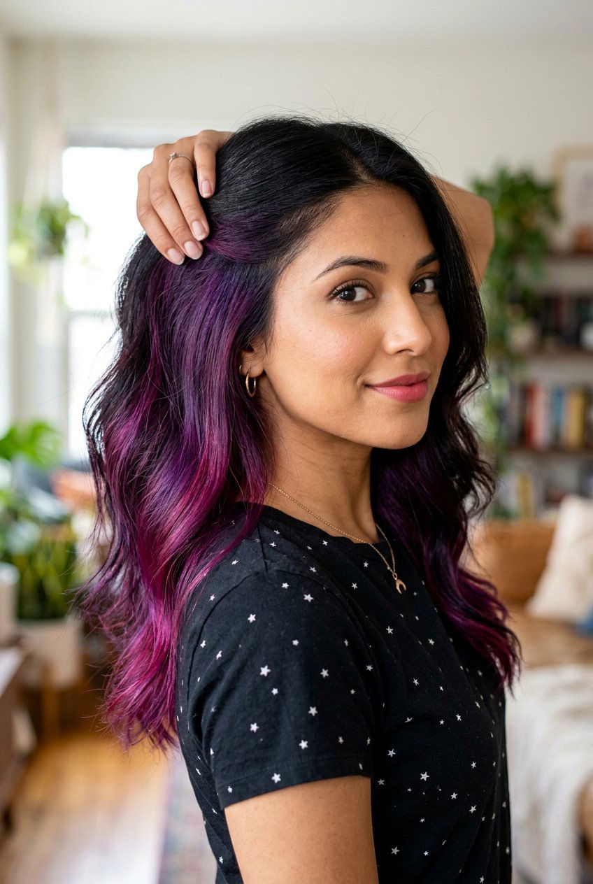 Galaxy Peekaboo Hair Color - 20 hidden rainbow balayage - 20 hidden rainbow balayage