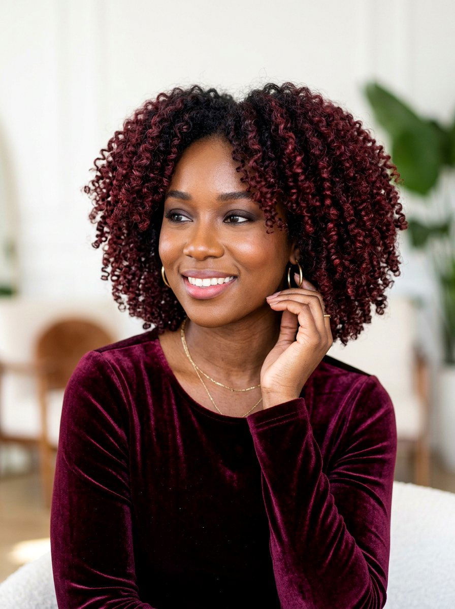 Garnet Red Balayage Curly Bob - 20 red balayage for curly bob - 20 red balayage for curly bob