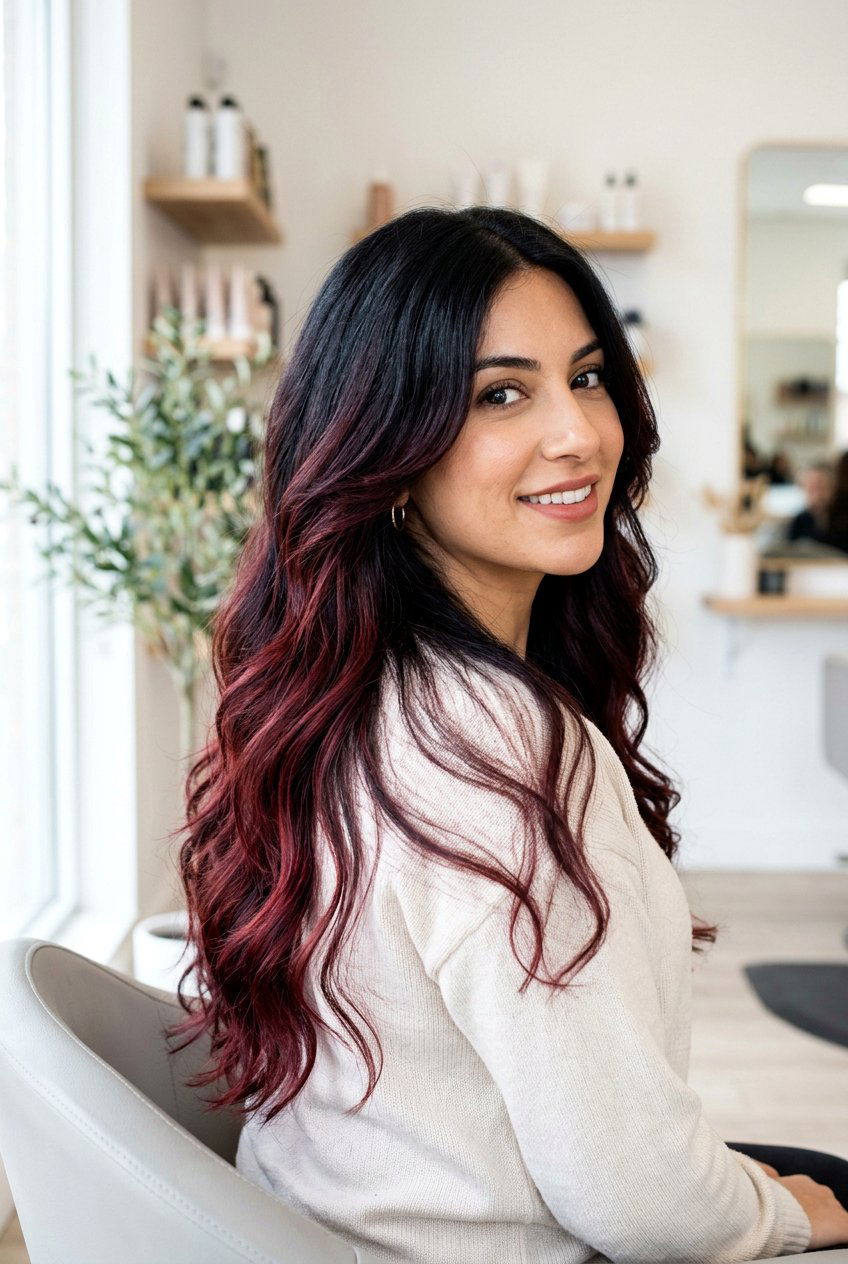 Garnet Red Balayage On Dark Hair - 20 garnet red hair color - 20 garnet red hair color