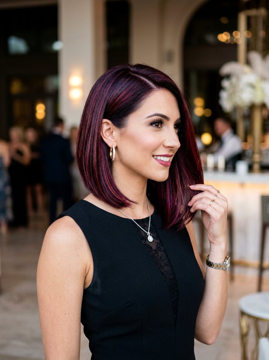 Garnet Red Highlights On Dark Hair - 20 dimensional red for dark brunette hair - 20 dimensional red for dark brunette hair