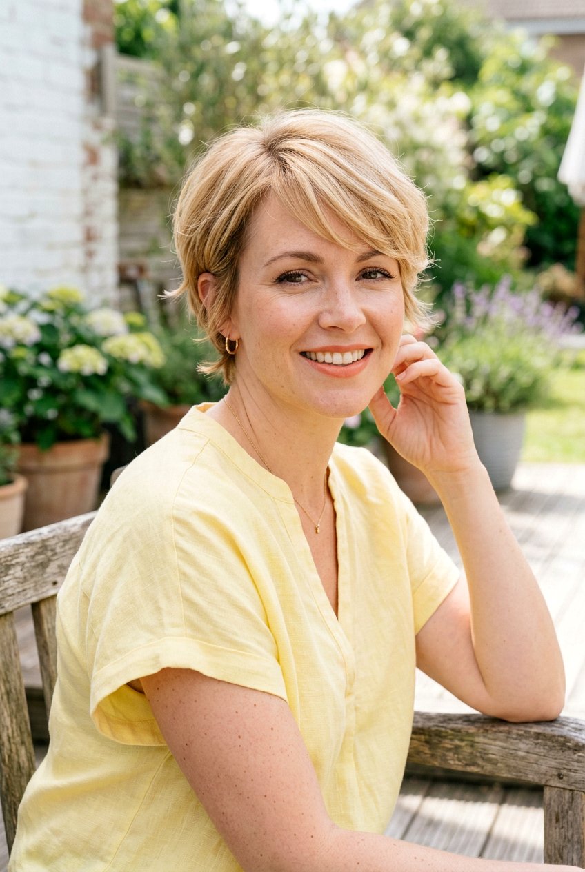 Gentle Honey Blonde Pixie - 20 classic pixie for mature women - 20 classic pixie for mature women