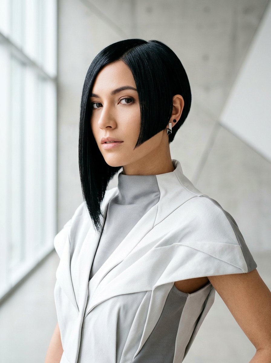 Geometric Asymmetrical Bob - 20 runway bob hairstyle women - 20 runway bob hairstyle women