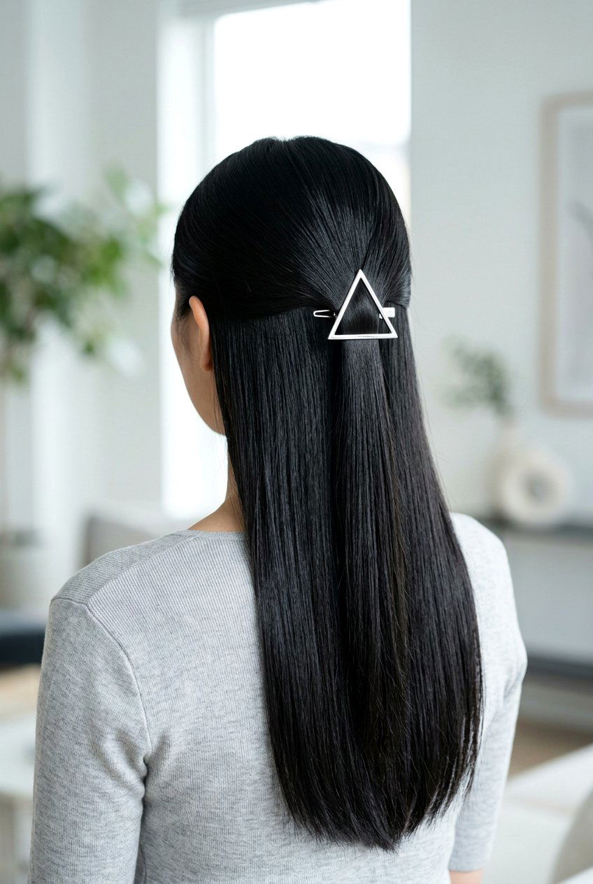 Geometric Barrette Half Up - 20 barrette half up hairstyle - 20 barrette half up hairstyle