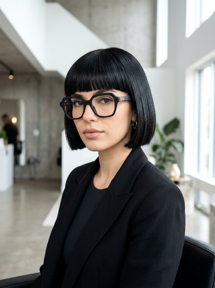 Geometric Bob With Bangs - 20 sleek bob for mature women - 20 sleek bob for mature women