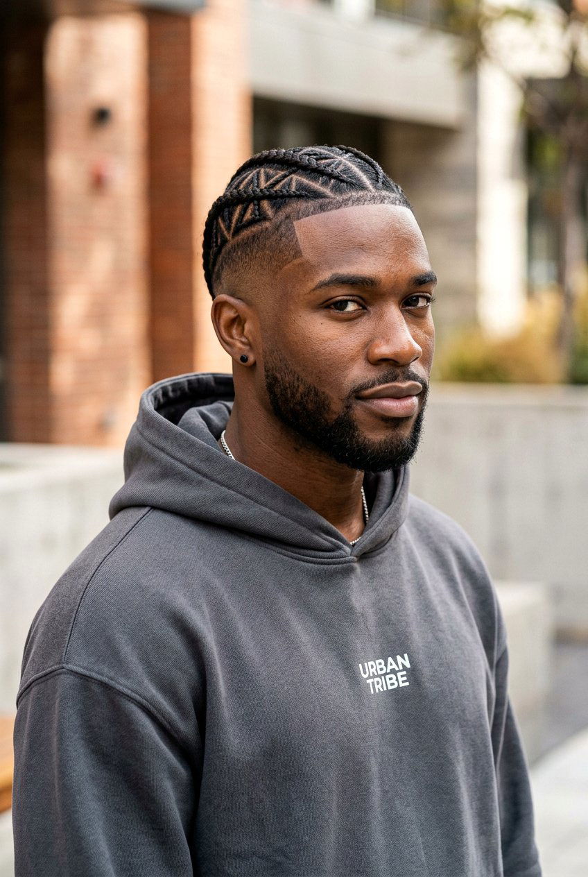 Geometric Cornrows With High Fade - 20 cornrows for men with fade - 20 cornrows for men with fade