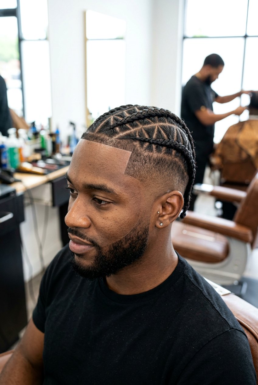 Geometric Cornrows - 20 cornrows with taper fade men - 20 cornrows with taper fade men