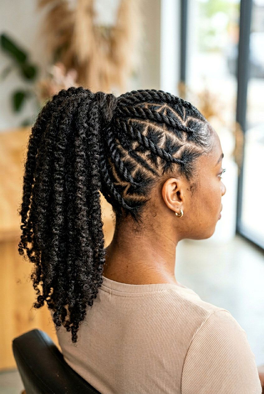 Geometric Flat Twist Ponytail - 20 flat twist ponytail for natural hair - 20 flat twist ponytail for natural hair