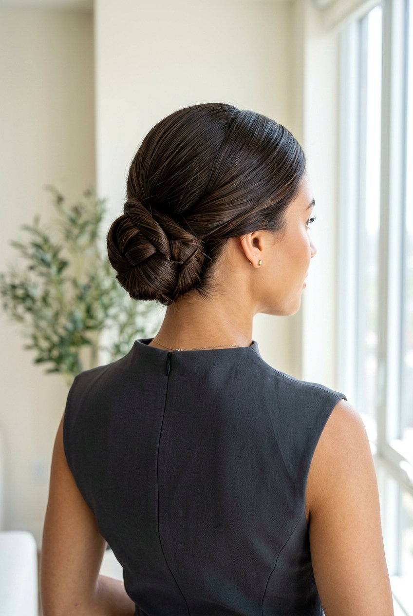 Geometric Twisted Low Bun - 20 low bun for mother of the bride - 20 low bun for mother of the bride