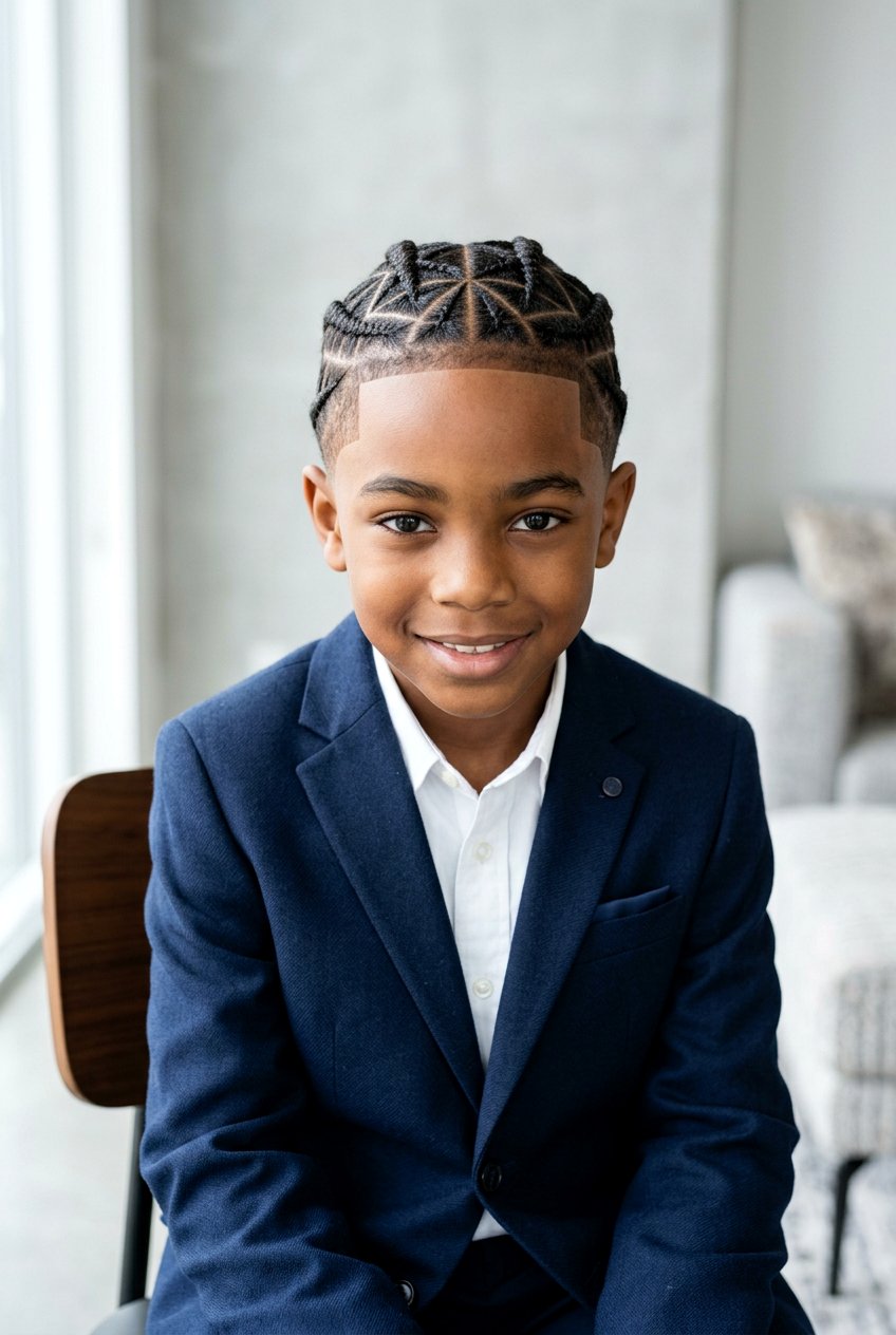 Geometric cornrows with sharp line up - 20 boys cornrows with fade - 20 boys cornrows with fade