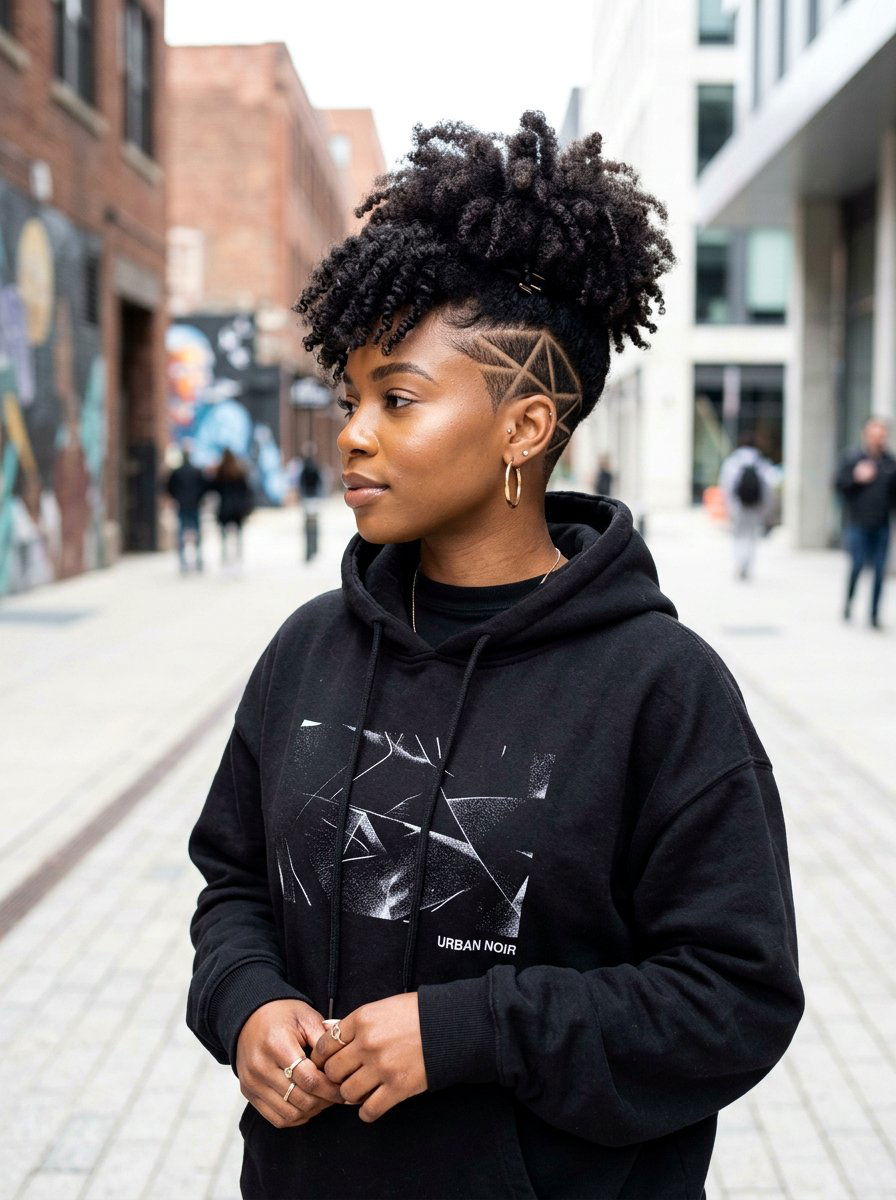 Geometric design natural hair undercut - 20 undercut natural hairstyle women - 20 undercut natural hairstyle women