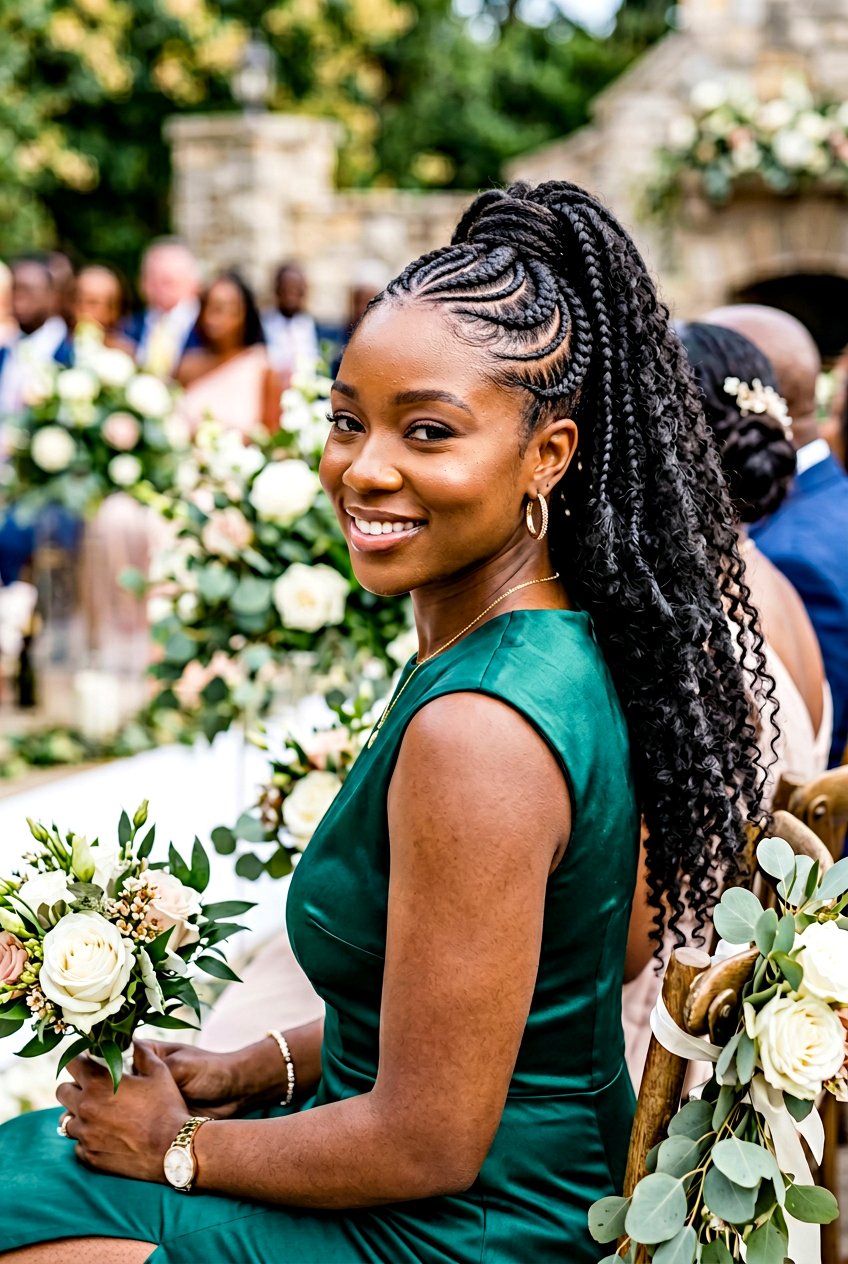 Ghana Braid Ponytail with Curved Parts - 20 bridesmaid braid ponytail for black women - 20 bridesmaid braid ponytail for black women
