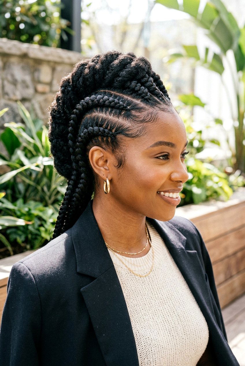 Ghana Braids Faux Hawk On Natural Hair - 20 braided faux hawk for natural hair - 20 braided faux hawk for natural hair