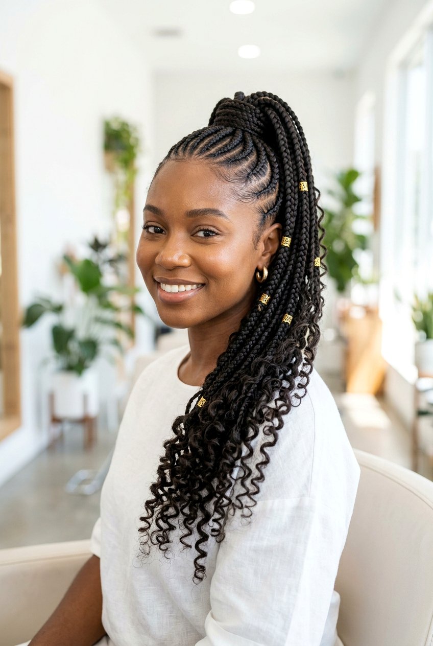 Ghana Braids Ponytail With Curls - 20 braided ponytail with curls - 20 braided ponytail with curls