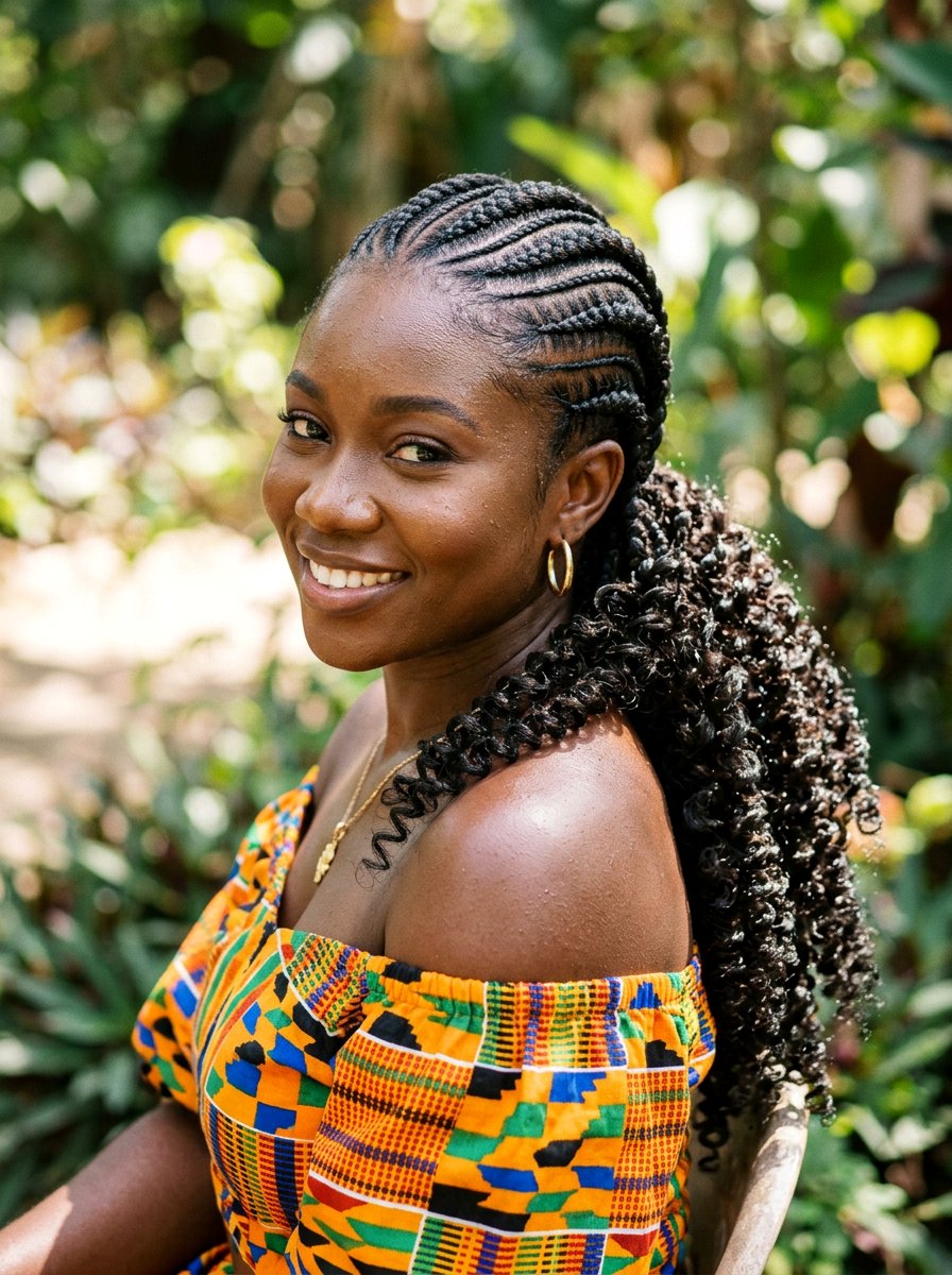 Ghana Braids With Curly Ends - 20 humidity proof braid hairstyle - 20 humidity proof braid hairstyle