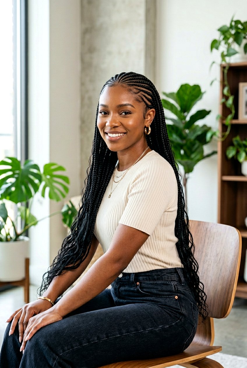 Ghana Braids with Long Flowing Extensions - 20 protective styles for long natural hair - 20 protective styles for long natural hair