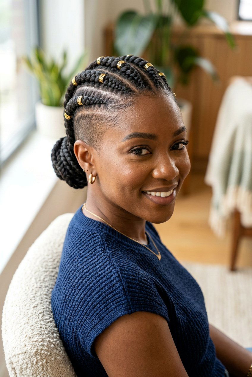 Ghana Braids with Shaved Side - 20 braided side shave hairstyle - 20 braided side shave hairstyle