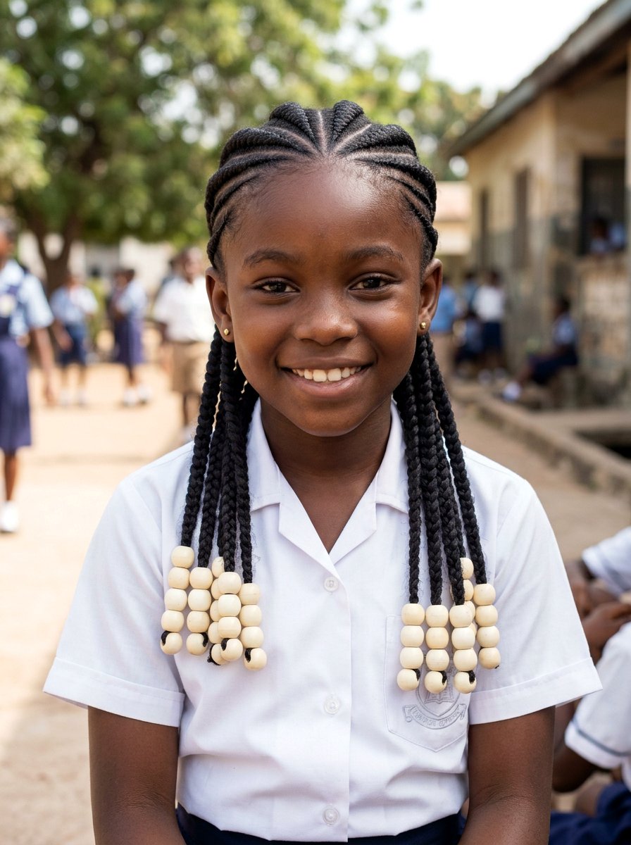 Ghana braids with beads - 20 school braids with beads for girls - 20 school braids with beads for girls