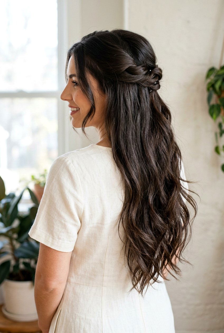 Ghost Layers Half Up Hairstyle For Long Thick Hair - 20 ghost layers for long thick hair - 20 ghost layers for long thick hair