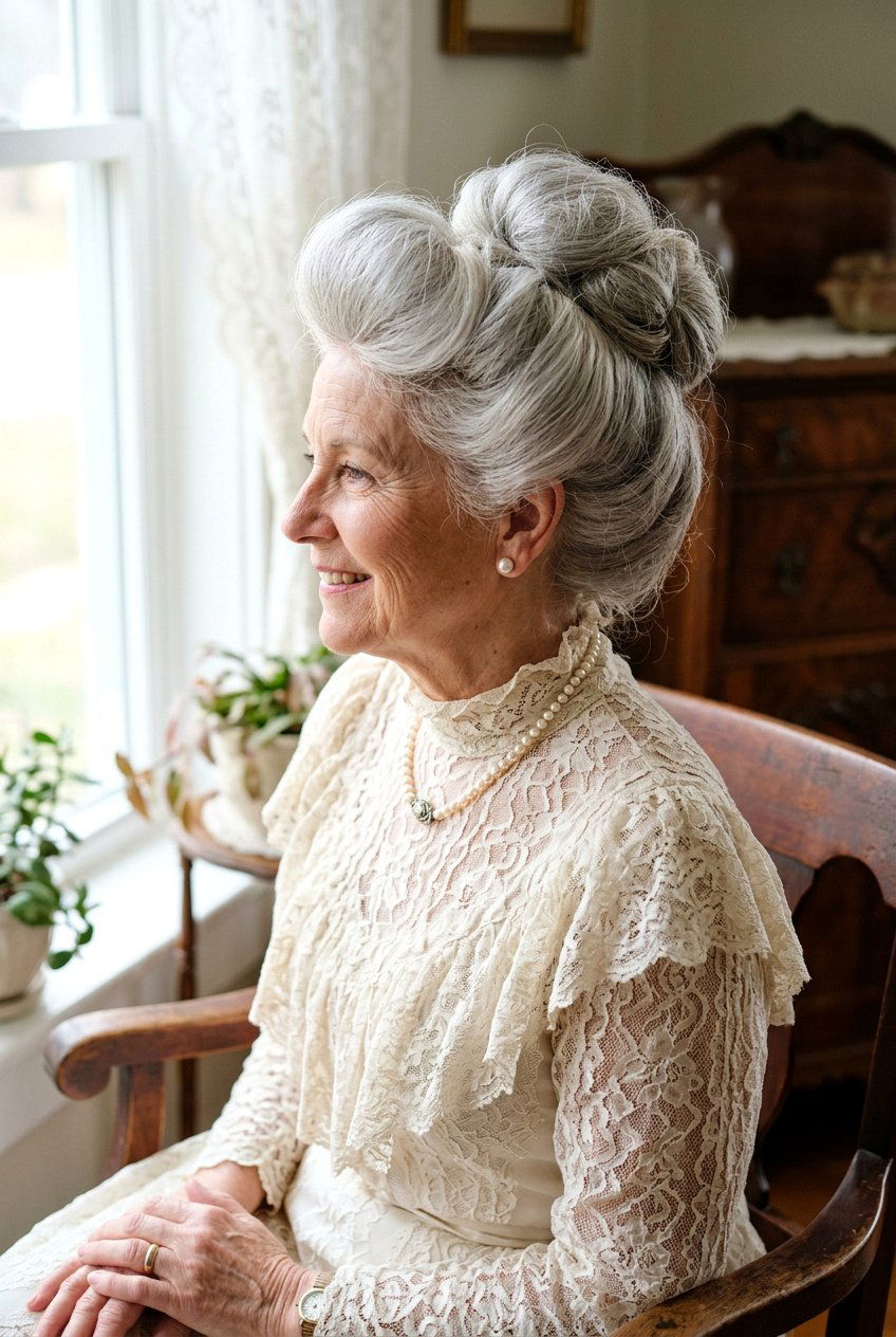 Gibson Girl Bun - 20 polished wedding bun for older women - 20 polished wedding bun for older women