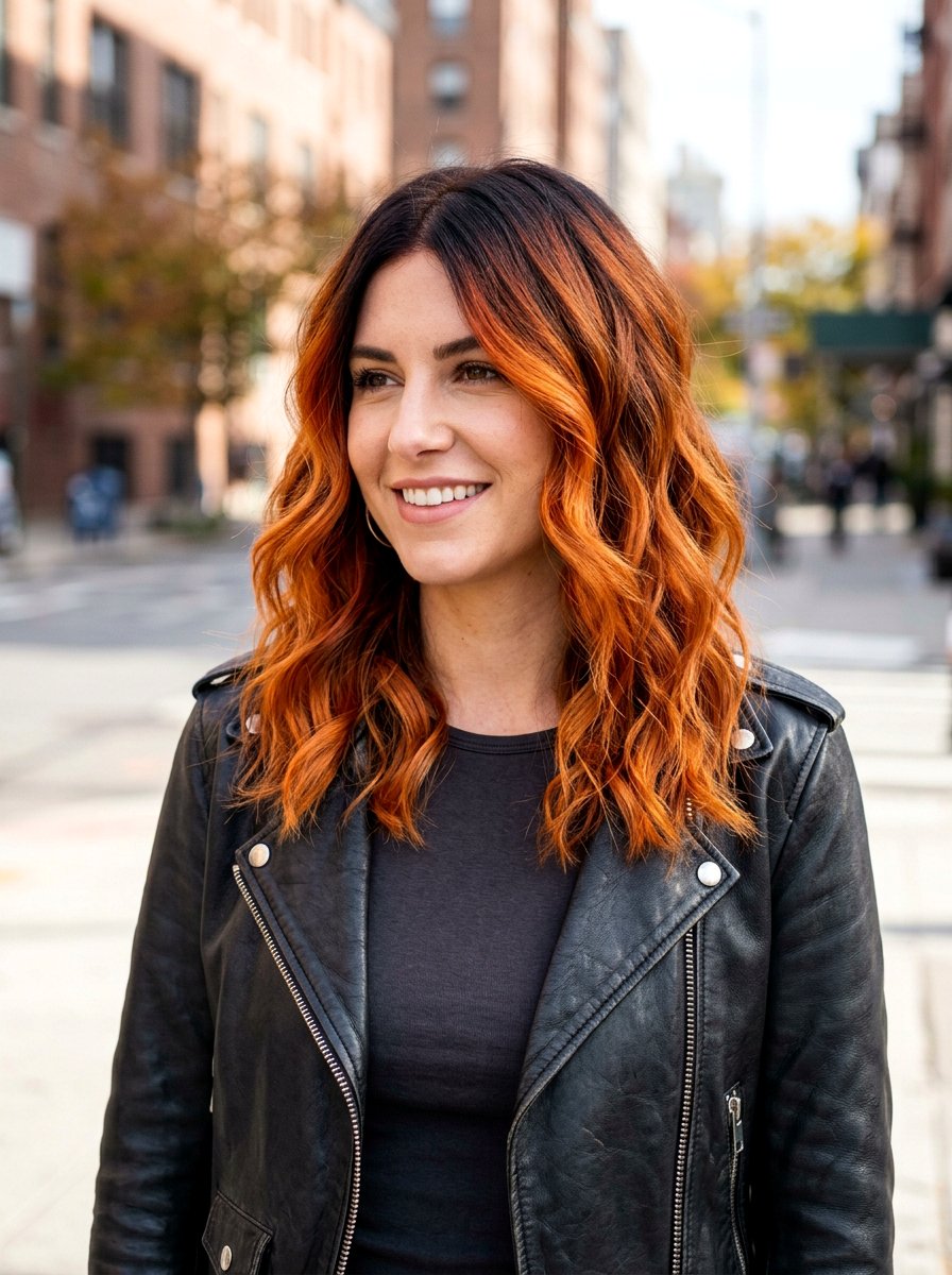 Ginger Balayage With Dark Shadow Root - 20 ginger balayage with shadow root1 - 20 ginger balayage with shadow root_1