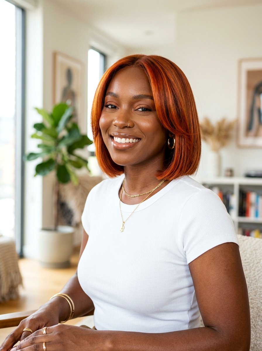 Ginger Copper Bob - 20 trendy haircut for black women 2026 - 20 trendy haircut for black women 2026