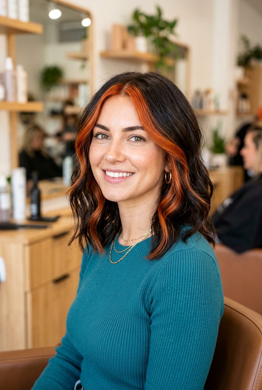 Ginger Money Piece Dark Brunette Lob - 20 brunette money piece for shoulder length hair - 20 brunette money piece for shoulder length hair