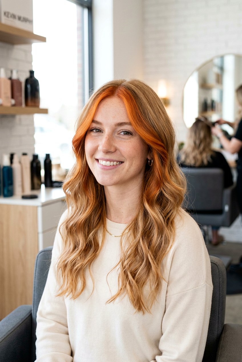 Ginger Money Piece On Blonde Hair - 20 copper money piece hair - 20 copper money piece hair