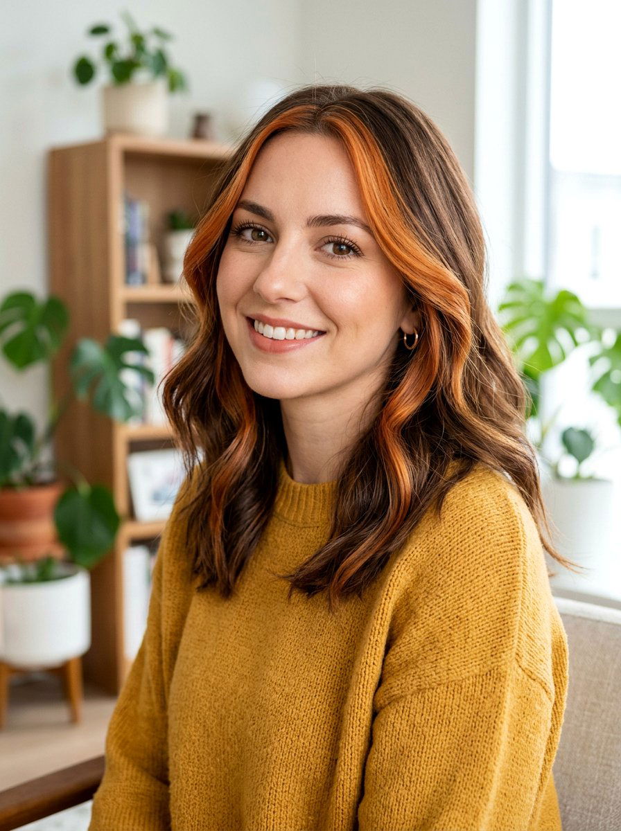 Ginger Money Piece With Face Framing Highlights - 20 pumpkin spice money piece hair - 20 pumpkin spice money piece hair