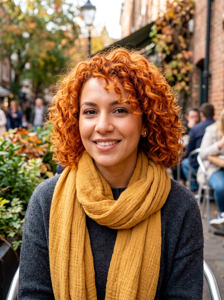 Ginger Orange Curly Bob - 20 curly bob hair color ideas - 20 curly bob hair color ideas