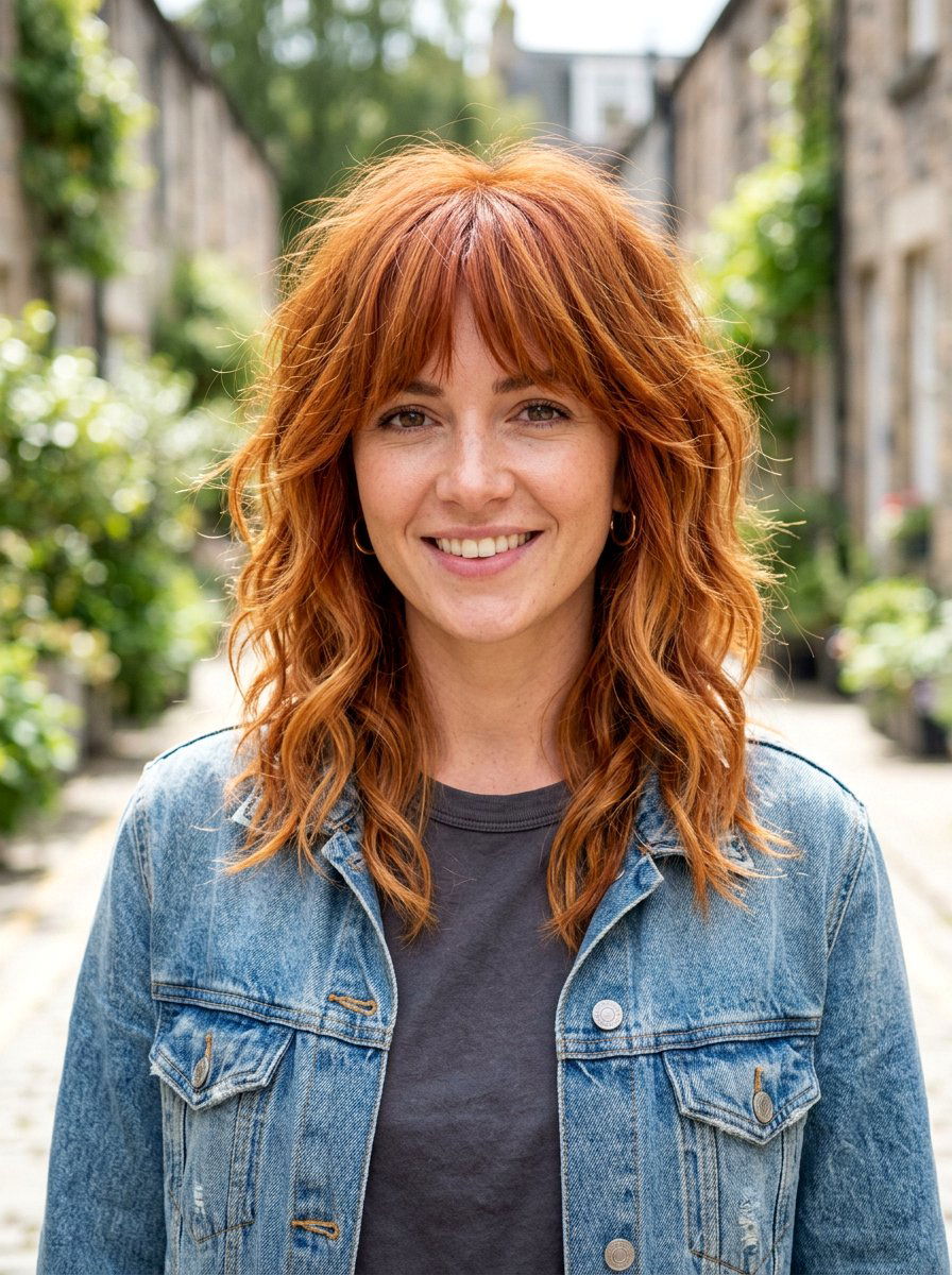 Ginger Red Balayage Shoulder Length Shag - 20 red balayage for shoulder length hair - 20 red balayage for shoulder length hair