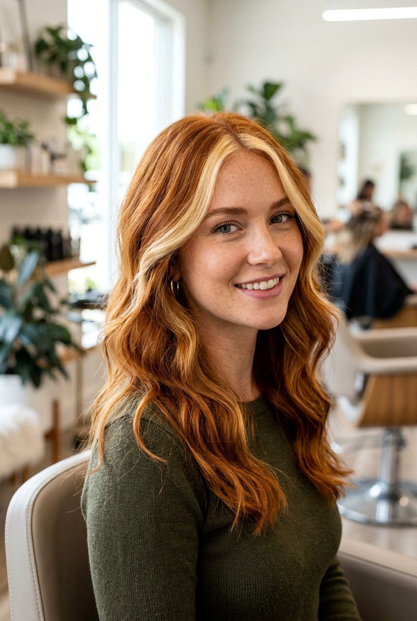 Ginger Red Hair with Blonde Money Piece - 20 red hair with blonde money piece - 20 red hair with blonde money piece