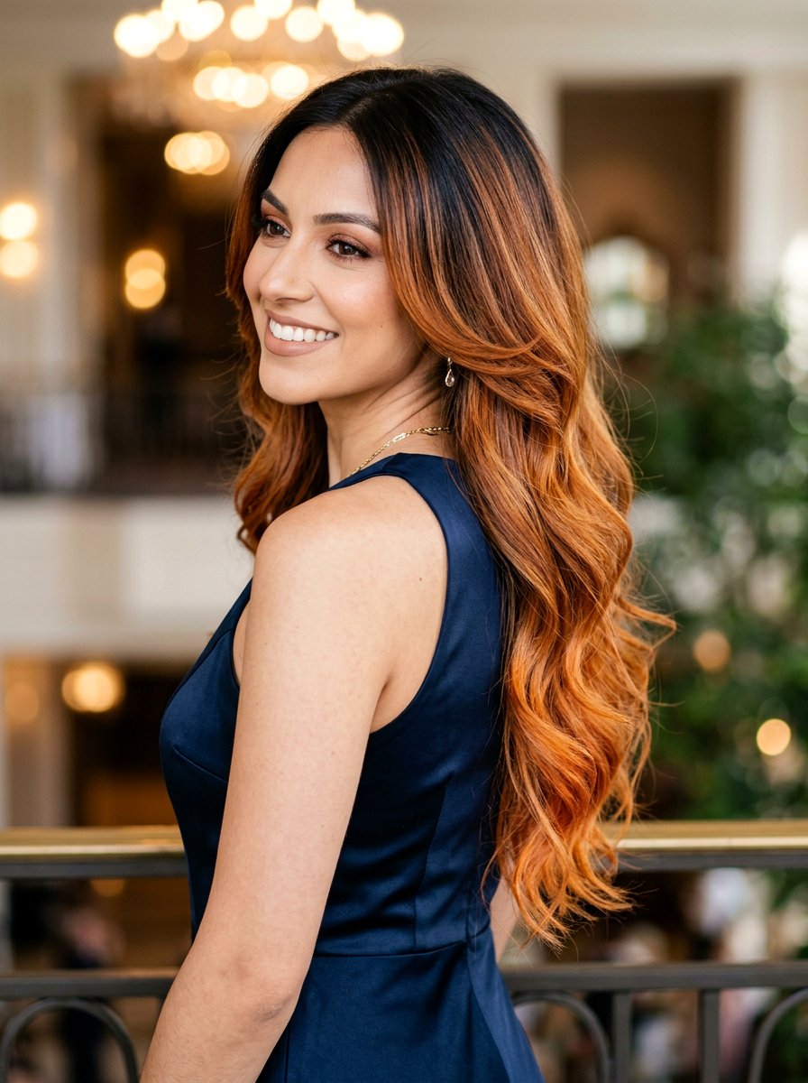 Ginger Spice Balayage Long Layers - 20 ginger spice balayage on brunette hair - 20 ginger spice balayage on brunette hair