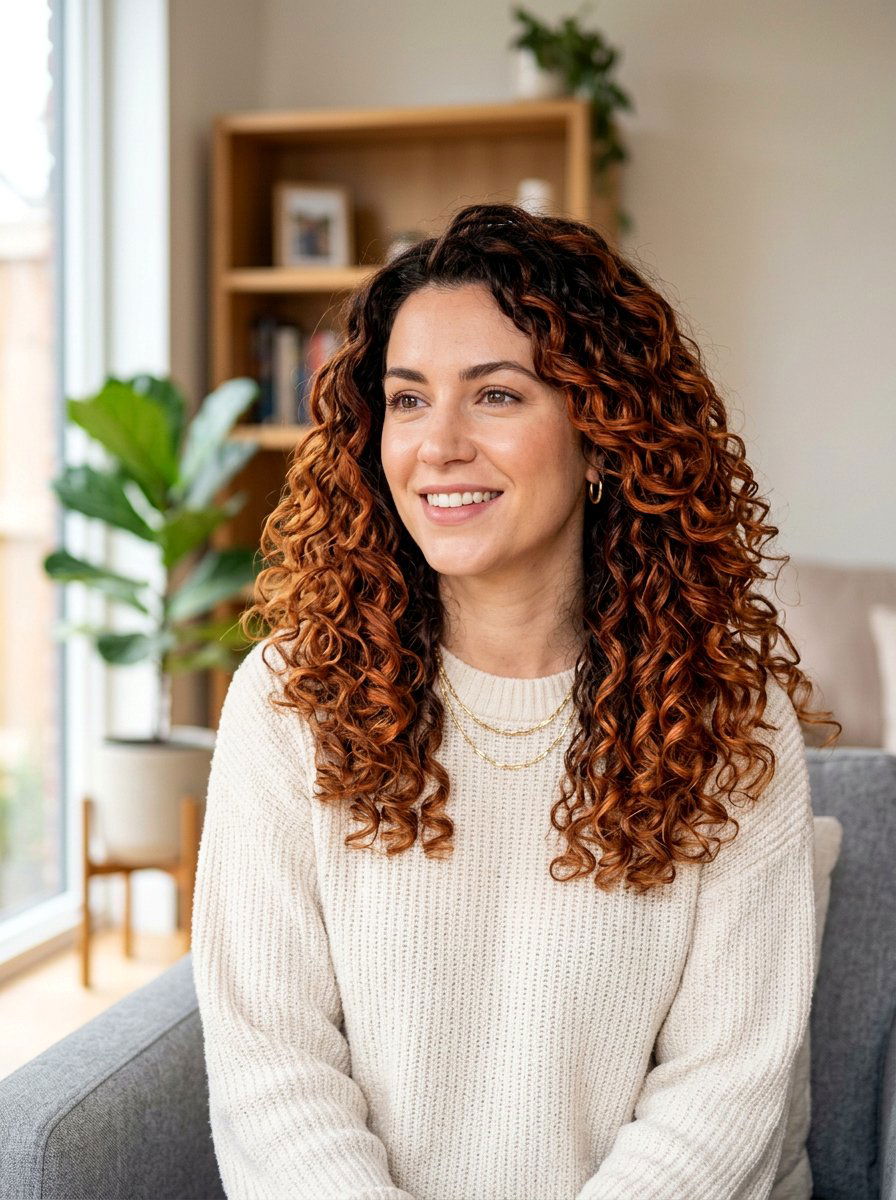 Ginger Spice Balayage On Curly Brunette Hair - 20 ginger spice balayage on brunette hair - 20 ginger spice balayage on brunette hair