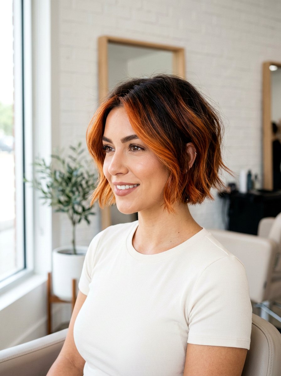 Ginger Spice Balayage On Short Brunette Hair - 20 ginger spice balayage on brunette hair - 20 ginger spice balayage on brunette hair