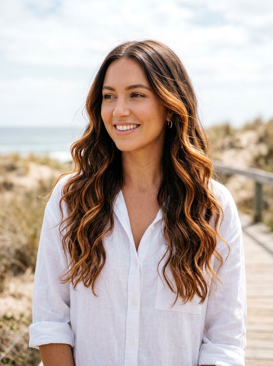 Ginger Spice Balayage On Wavy Brunette Hair - 20 ginger spice balayage on brunette hair - 20 ginger spice balayage on brunette hair