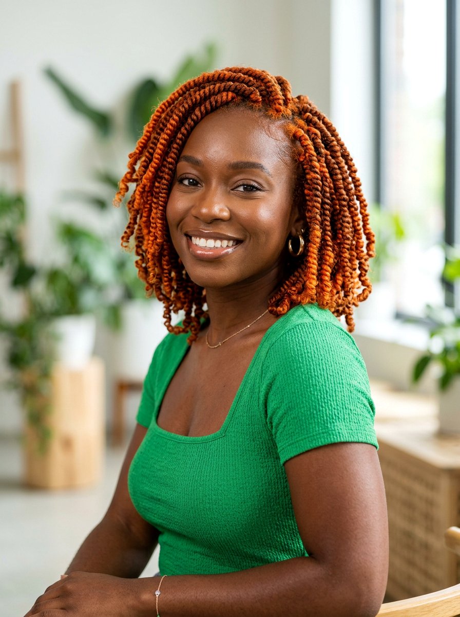 Ginger Spring Twist Bob - 20 spring twists bob hairstyle - 20 spring twists bob hairstyle