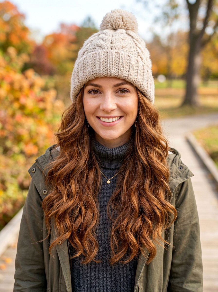 Gingerbread Brown Wavy Layers - 20 red brown hair color for winter - 20 red brown hair color for winter